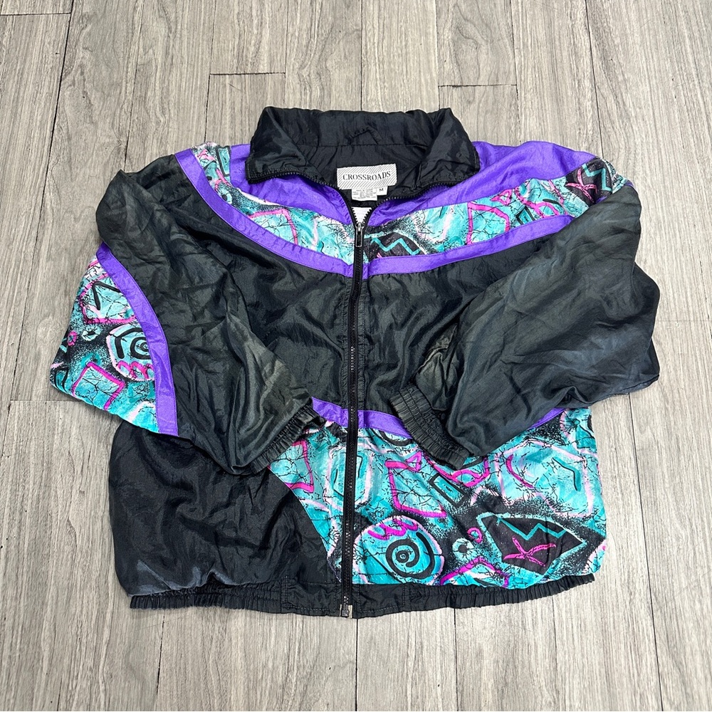 Vintage 90’s Crossroads Nylon Multicolor Wi W ndbreaker Jacket